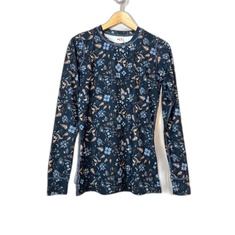 Kari Traa Fryd Long Sleeve Baselayer Top Roy Blue Floral Medium Active Outdoor